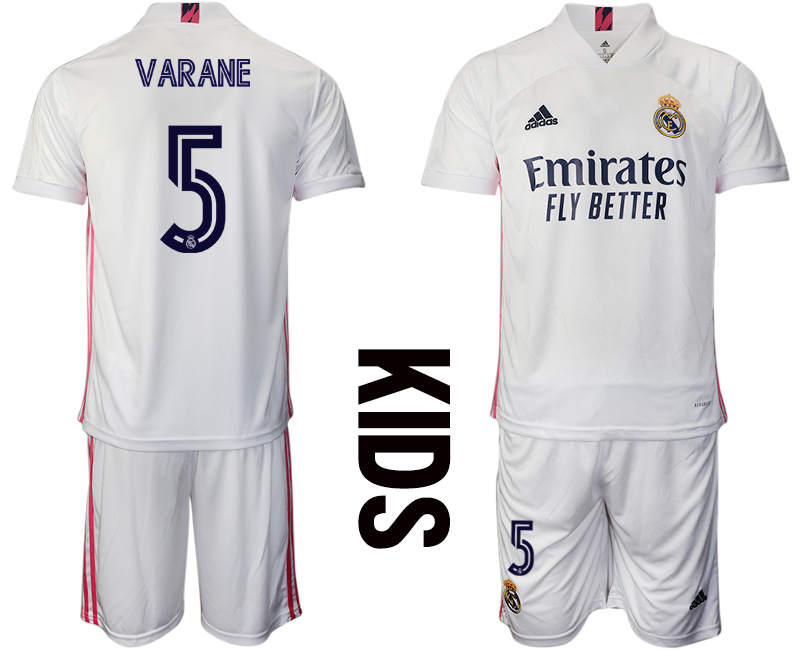 Youth 2020-2021 club Real Madrid home #5 white Soccer Jerseys->->Soccer Club Jersey